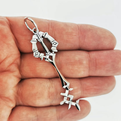 Kingdom Hearts Rainfell Keyblade Pendant in Sterling Silver, Sterling Silver Key Pendant, Silver Keyblade Pendant, KH Keyblade Pendant, Silver KH Pendant, Silver Kingdom Hearts Keyblade, Kingdom Hearts Jewelry, Kindom Hearts Jewellery, Gamer Geek Jewelry, Gamer Geek Jewellery, Silver Rainfell Keyblade Pendant, Video Game Jewelry, Video Game Jewellery, Video Game Pendant