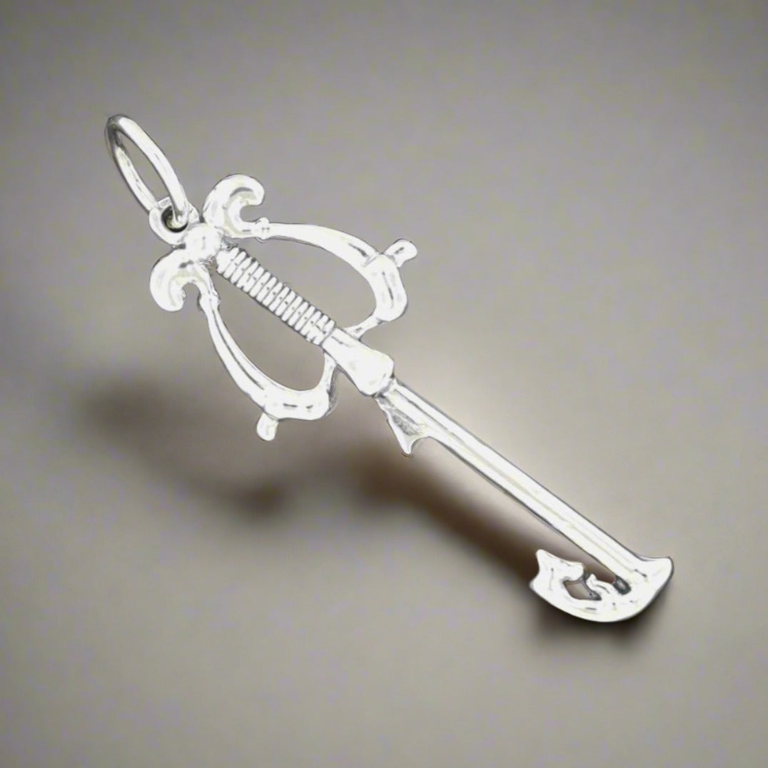 Kingdom Hearts Three Wishes Keyblade Pendant in Sterling Silver, Video Game Jewelry, Gamer Girl Pendant, Gamer Girl Jewelry, Gamer Girl Jewellery, Gamer Geek Jewelry, Silver Keyblade Pendant, Three Wishes Pendant, Keyblade Pendant