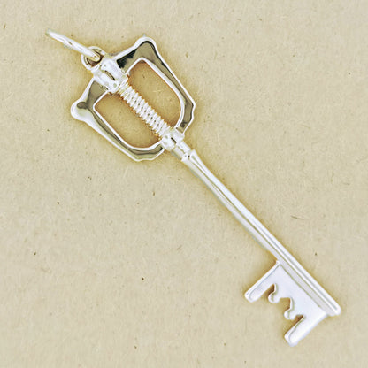 Kingdom Hearts Kingdom Keyblade Pendant in White Gold, video game pendant, gold key pendant, gamer geek jewelry, gamer geek jewellery, KH Keyblade Pendant, gold Key Pendant, gold Keyblade Pendant, Kingdom Keyblade Pendant, gold Keyblade Pendant, gold Cosplay Pendant, gold geek Pendant, gold Key, gold Keyblade Pendant