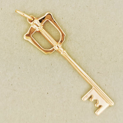 Kingdom Hearts Kingdom Keyblade Pendant in Pink Gold, video game pendant, gold key pendant, gamer geek jewelry, gamer geek jewellery, KH Keyblade Pendant, gold Key Pendant, gold Keyblade Pendant, Kingdom Keyblade Pendant, gold Keyblade Pendant, gold Cosplay Pendant, gold geek Pendant, gold Key, gold Keyblade Pendant