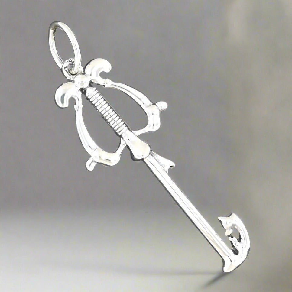 Kingdom Hearts Three Wishes Keyblade Pendant in Sterling Silver, Video Game Jewelry, Gamer Girl Pendant, Gamer Girl Jewelry, Gamer Girl Jewellery, Gamer Geek Jewelry, Silver Keyblade Pendant, Three Wishes Pendant, Keyblade Pendant