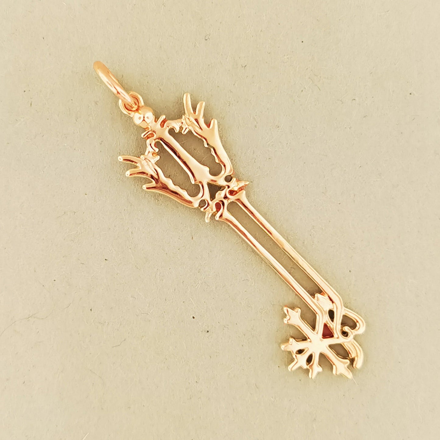 Kingdom Hearts Oathkeeper Keyblade Pendant in Pink Gold, KH Keyblade Pendant, Video Game Pendant, video game necklace, oathkeeper keyblade, oathkeeper pendant, oathkeeper keyblade pendant, gold keyblade, kingdom hearts jewelry, kingdom hearts pendant, kingdom hearts cosplay