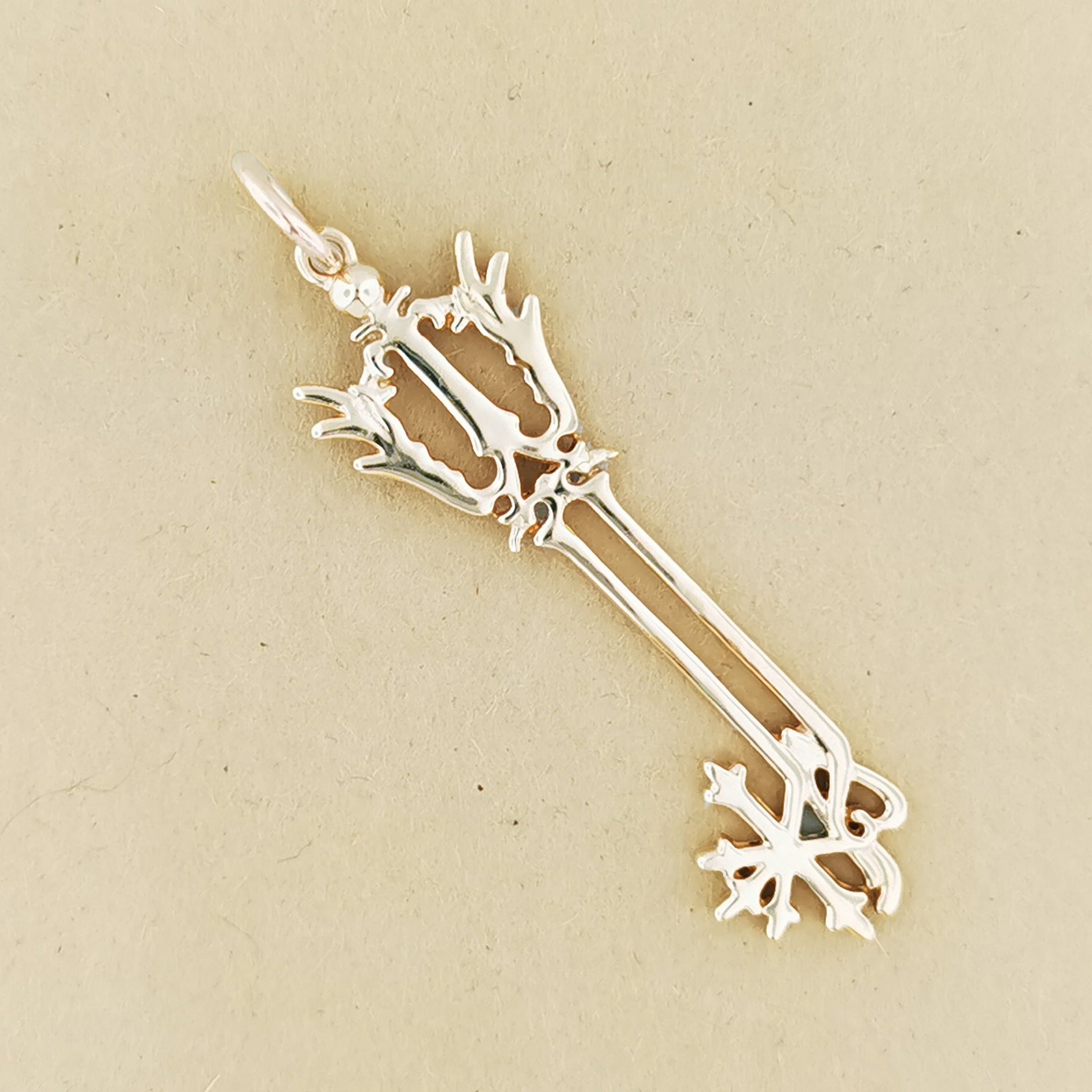 Kingdom Hearts Oathkeeper Keyblade Pendant in White Gold, KH Keyblade Pendant, Video Game Pendant, video game necklace, oathkeeper keyblade, oathkeeper pendant, oathkeeper keyblade pendant, gold keyblade, kingdom hearts jewelry, kingdom hearts pendant, kingdom hearts cosplay