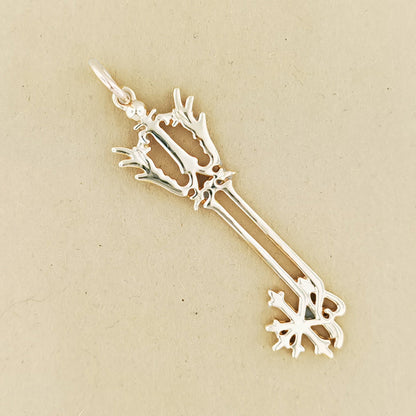 Kingdom Hearts Oathkeeper Keyblade Pendant in White Gold, KH Keyblade Pendant, Video Game Pendant, video game necklace, oathkeeper keyblade, oathkeeper pendant, oathkeeper keyblade pendant, gold keyblade, kingdom hearts jewelry, kingdom hearts pendant, kingdom hearts cosplay