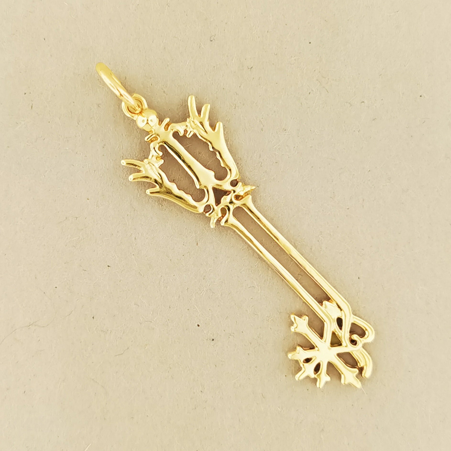 Kingdom Hearts Oathkeeper Keyblade Pendant in Yellow Gold, KH Keyblade Pendant, Video Game Pendant, video game necklace, oathkeeper keyblade, oathkeeper pendant, oathkeeper keyblade pendant, gold keyblade, kingdom hearts jewelry, kingdom hearts pendant, kingdom hearts cosplay