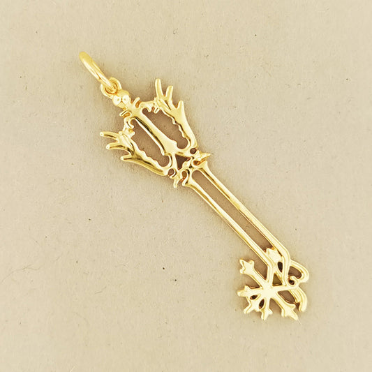 Kingdom Hearts Oathkeeper Keyblade Pendant in Yellow Gold, KH Keyblade Pendant, Video Game Pendant, video game necklace, oathkeeper keyblade, oathkeeper pendant, oathkeeper keyblade pendant, gold keyblade, kingdom hearts jewelry, kingdom hearts pendant, kingdom hearts cosplay