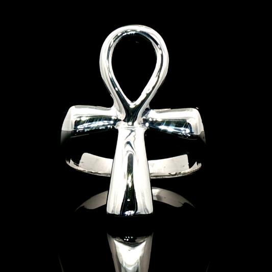 Large Ankh Ring in Sterling Silver or Antique Bronze with Egyptian Symbol Design - Le Dragon Argenté