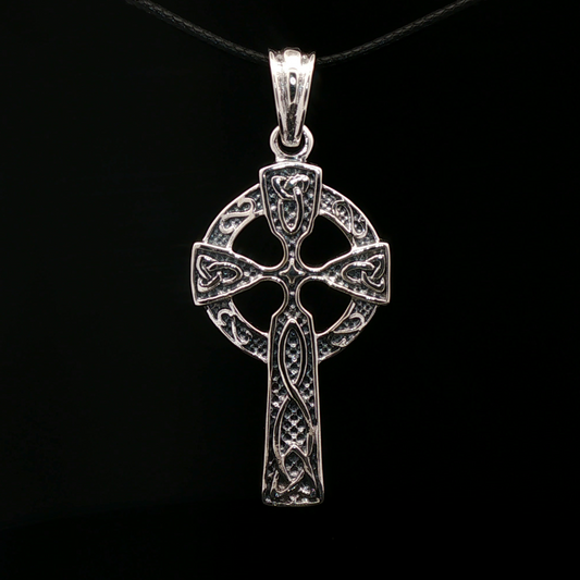 Large Celtic Cross in Sterling Silver - Le Dragon Argenté