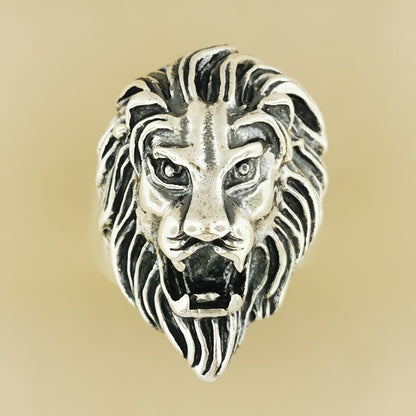 Large Lion Head Ring in Sterling Silver - Le Dragon Argenté