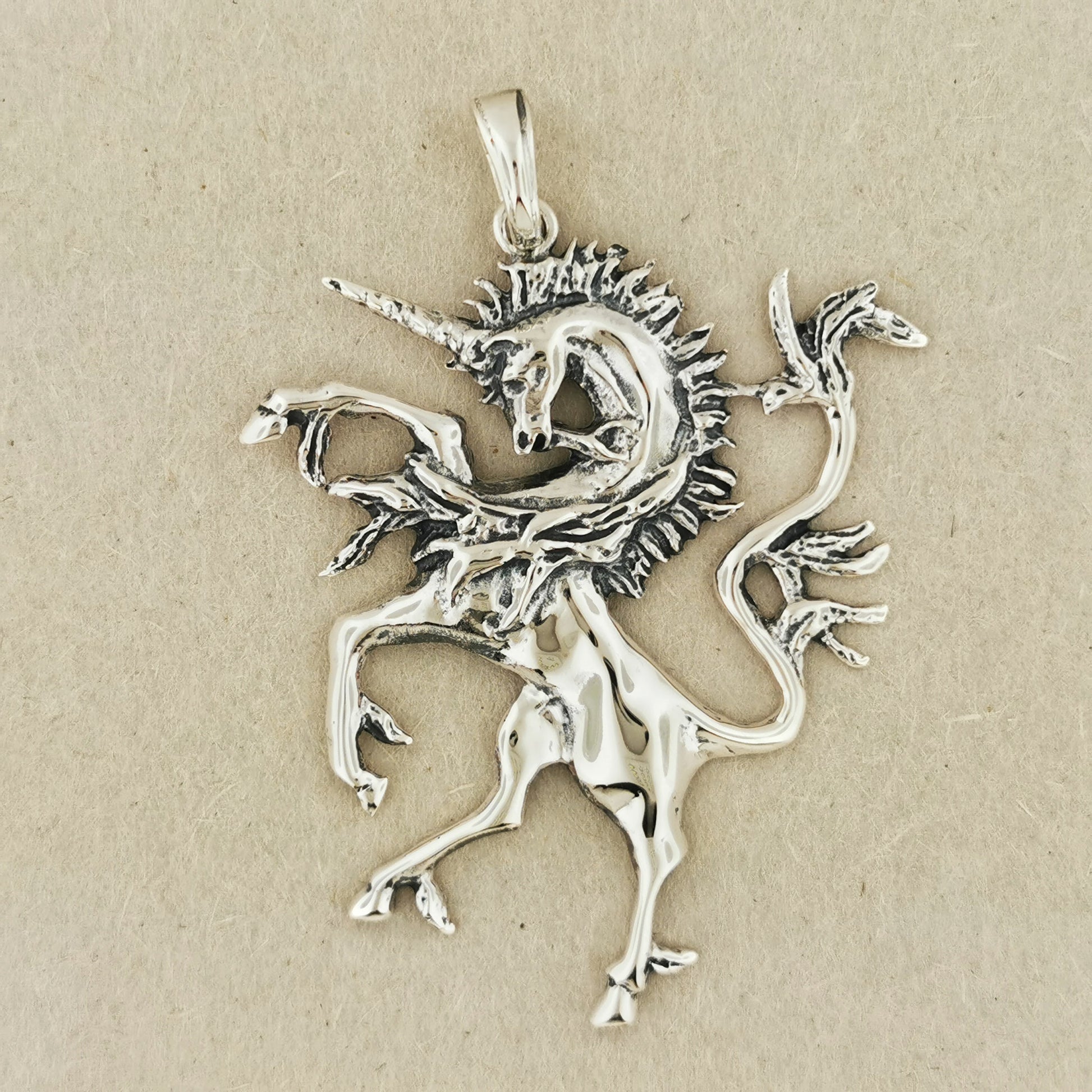 Renaissance Style Unicorn Pendant, Unicorn Jewelry, Unicorn Jewellery, English Unicorn Pendant, Welsh Unicorn Pendant, large unicorn pendant, unicorn pendant, 925 silver unicorn, medieval unicorn pendant, high fantasy pendant, bronze unicorn Pendant
