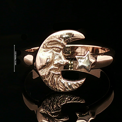 Man In The Moon Adjustable Ring In Sterling Silver Or Antique Bronze - Le Dragon Argenté