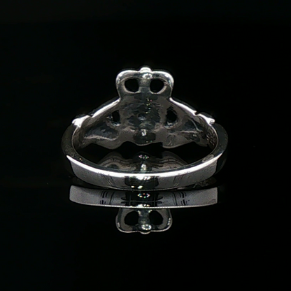 Medium Curled Crown Claddagh Ring in Sterling Silver or Antique Bronze - Le Dragon Argenté