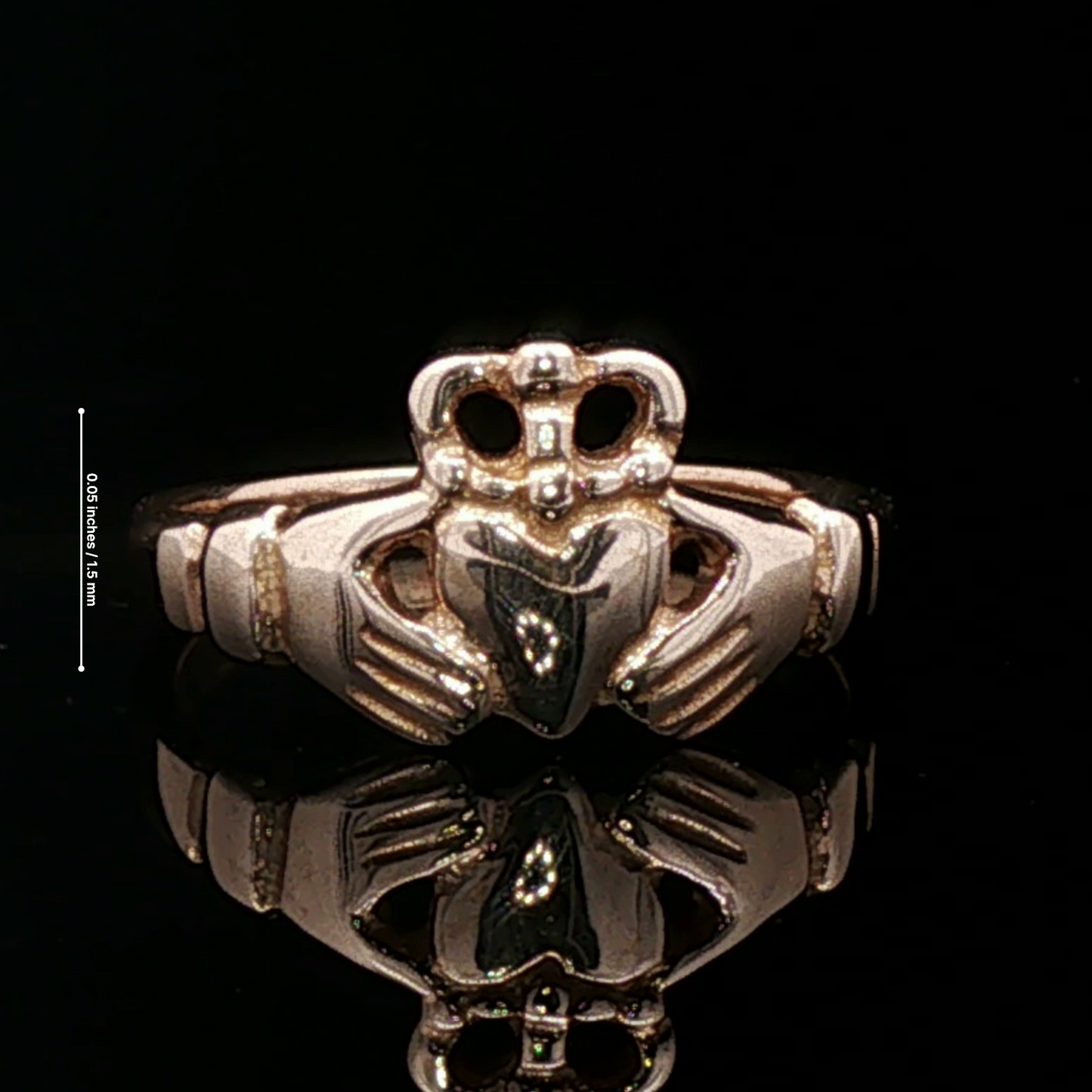 Medium Curled Crown Claddagh Ring in Sterling Silver or Antique Bronze - Le Dragon Argenté