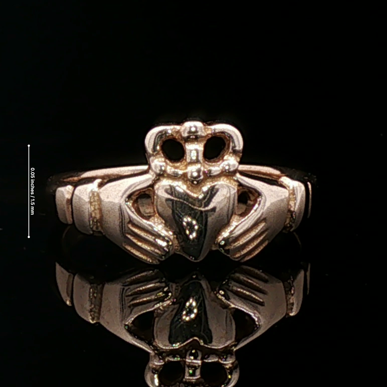 Medium Curled Crown Claddagh Ring in Sterling Silver or Antique Bronze - Le Dragon Argenté