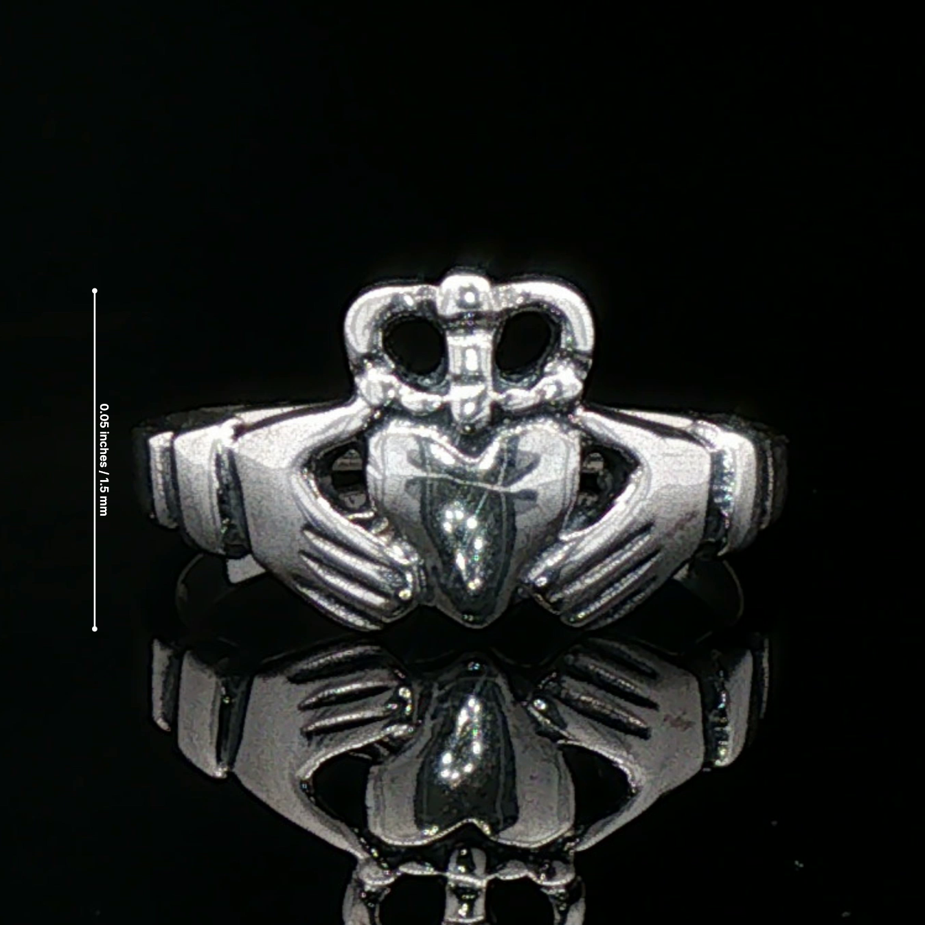 Medium Curled Crown Claddagh Ring in Sterling Silver or Antique Bronze - Le Dragon Argenté