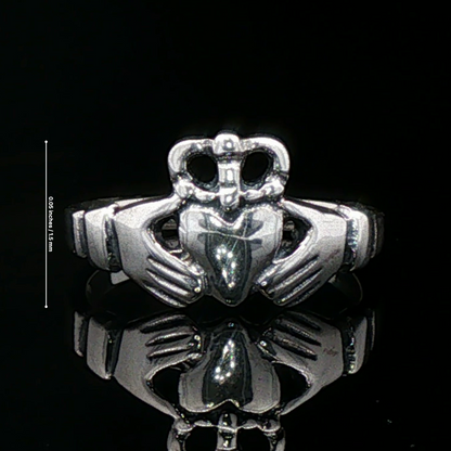 Medium Curled Crown Claddagh Ring in Sterling Silver or Antique Bronze - Le Dragon Argenté