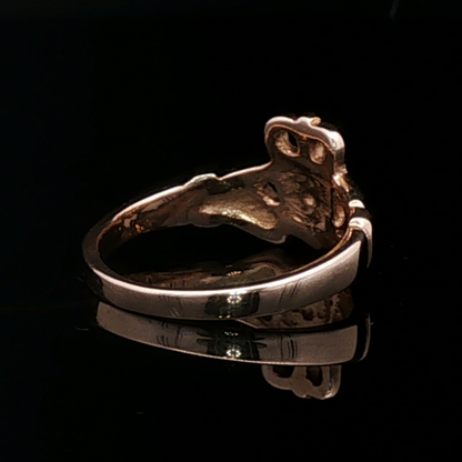 Medium Curled Crown Claddagh Ring in Sterling Silver or Antique Bronze - Le Dragon Argenté