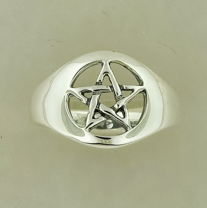 Medium Pentacle Ring in 925 Silver or Bronze, Mens Pentacle Ring Jewelry, Ladies Pentacle Ring Jewelry, Jewellery Gift for Wicca Pagan, Silver Pagan Ring, Silver Pentacle Ring, Silver Wiccan Jewellery, Silver Pagan Jewelry, Sterling Silver Witch Ring