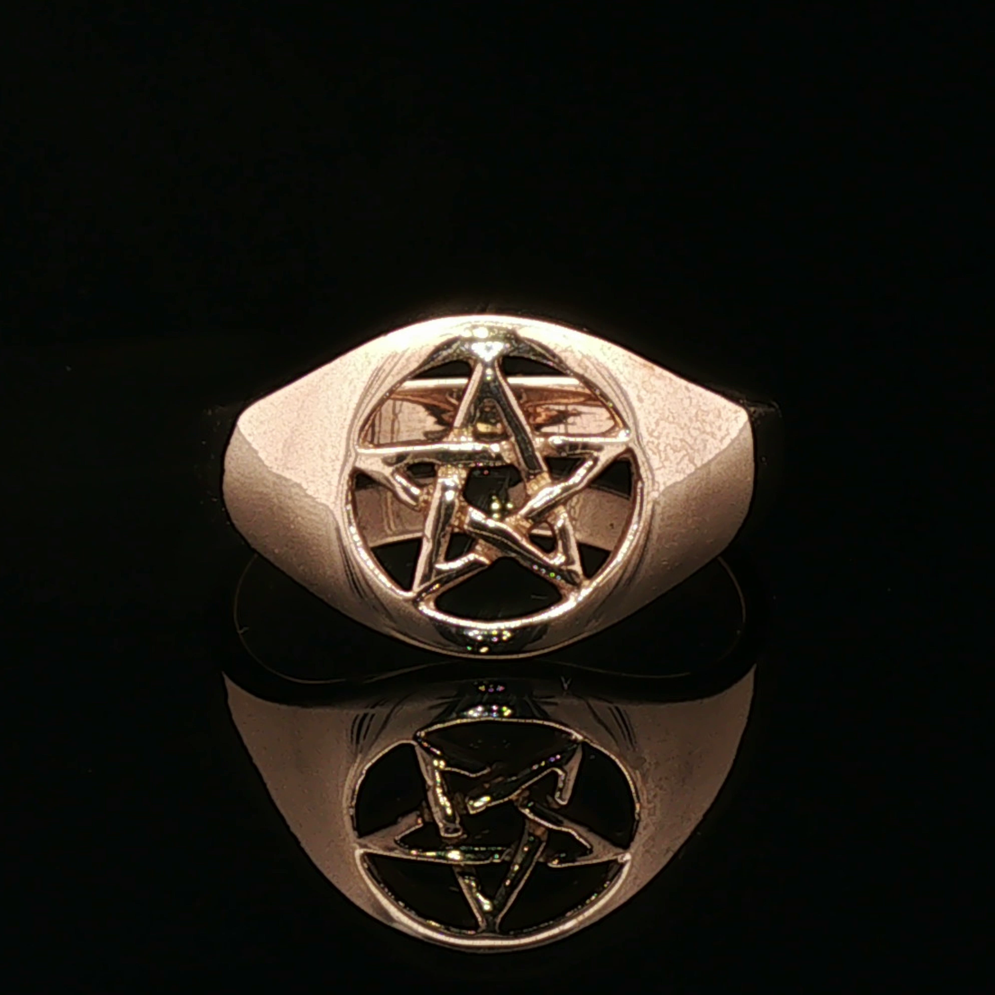 Medium Pentacle Ring in Sterling Silver or Antique Bronze