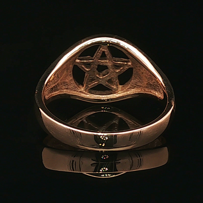 Medium Pentacle Ring in Sterling Silver or Antique Bronze - Le Dragon Argenté