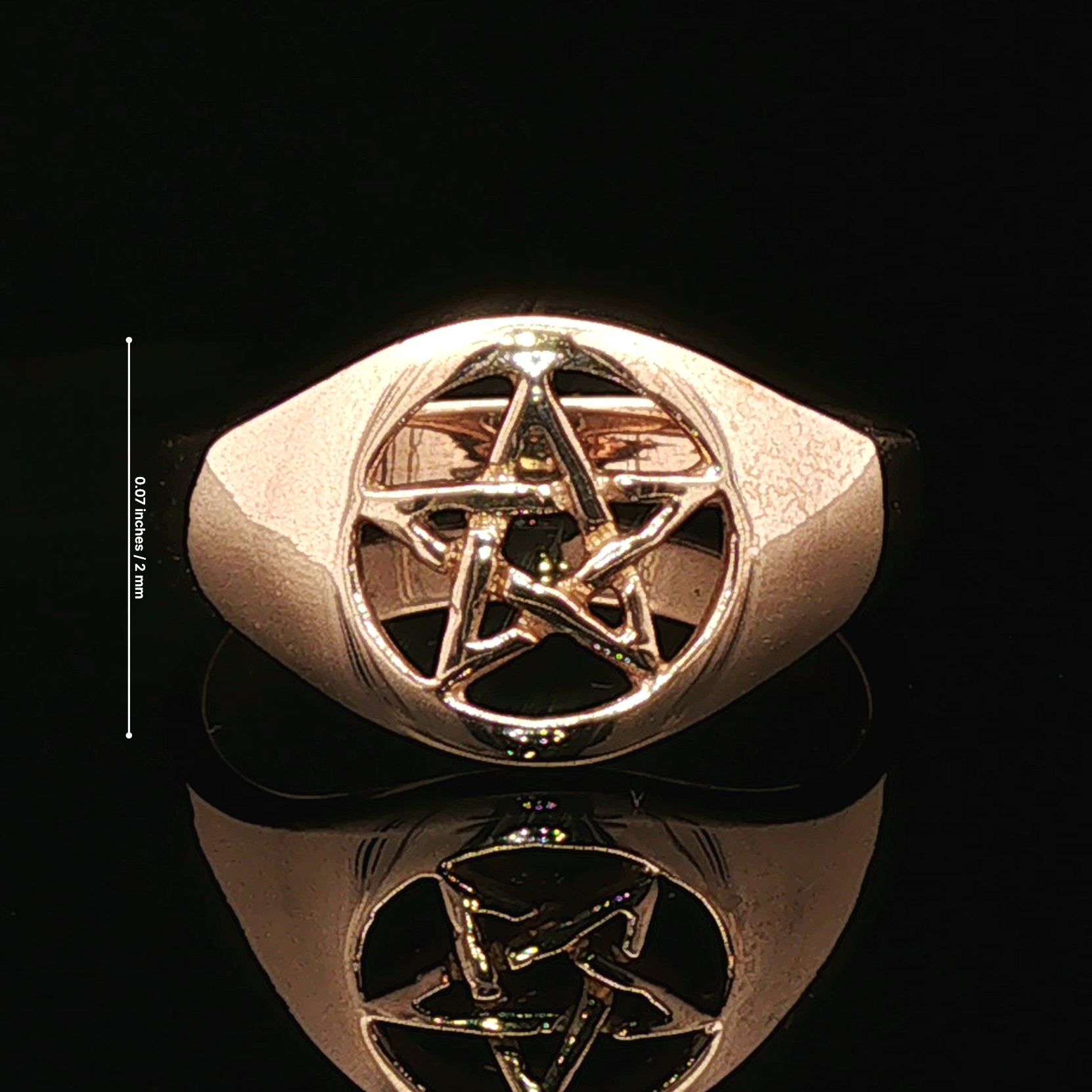 Medium Pentacle Ring in Sterling Silver or Antique Bronze - Le Dragon Argenté