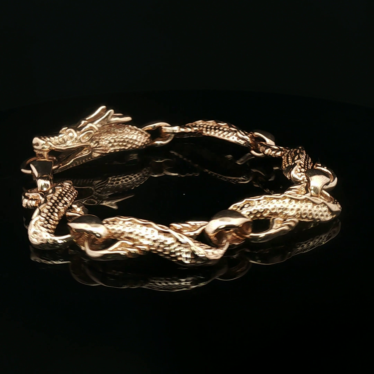 Mens Chinese Dragon Braclet in Antique Bronze - Le Dragon Argenté