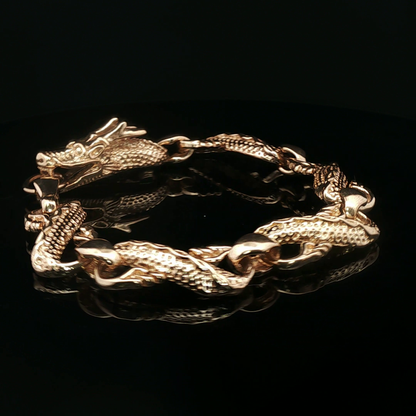 Mens Chinese Dragon Braclet in Antique Bronze - Le Dragon Argenté