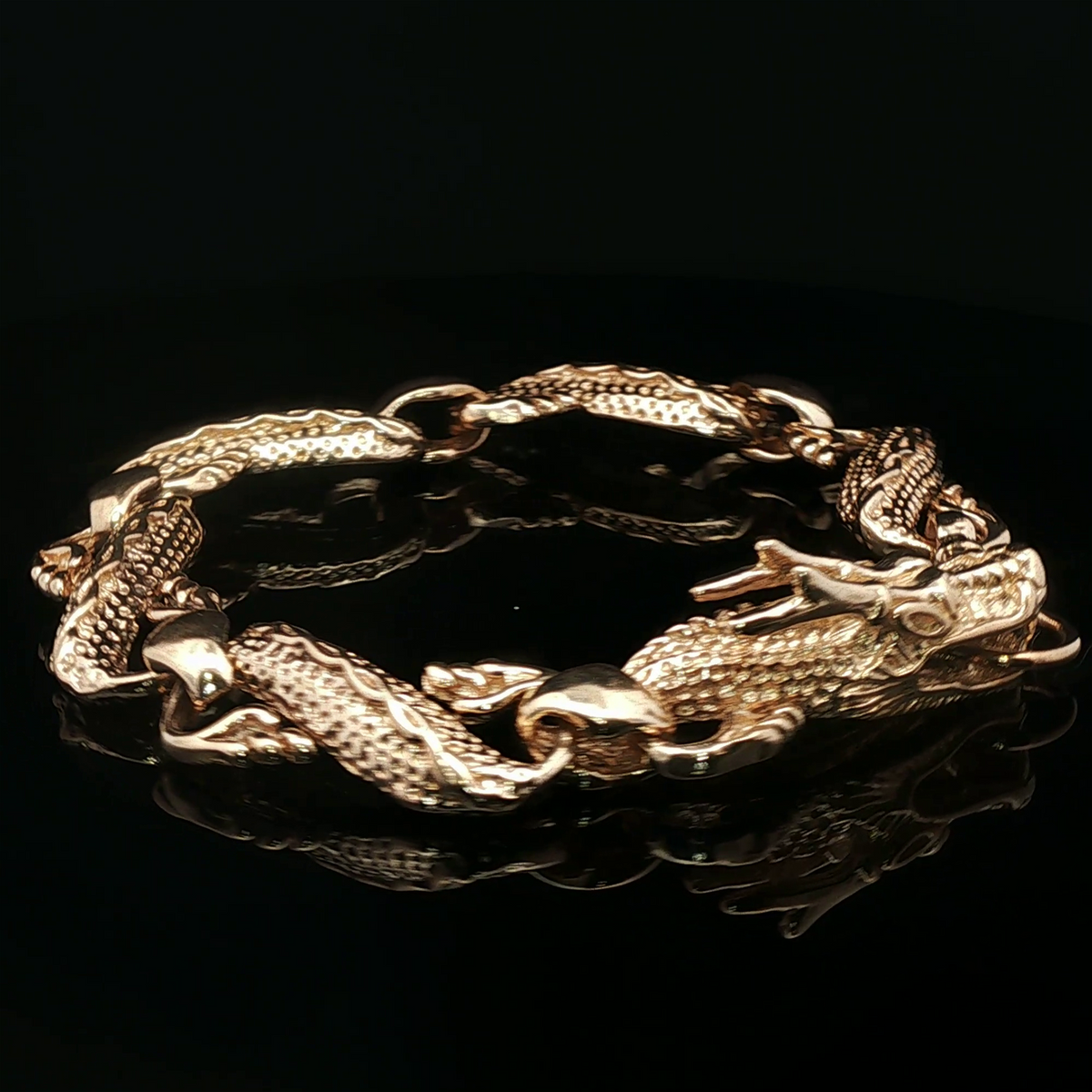 Mens Chinese Dragon Braclet in Antique Bronze - Le Dragon Argenté