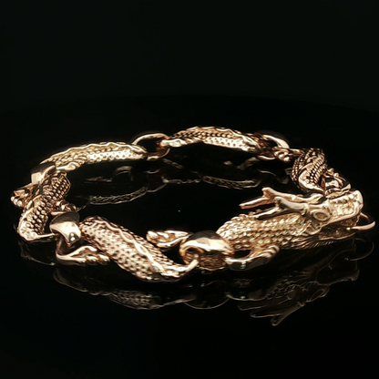 Mens Chinese Dragon Braclet in Antique Bronze - Le Dragon Argenté