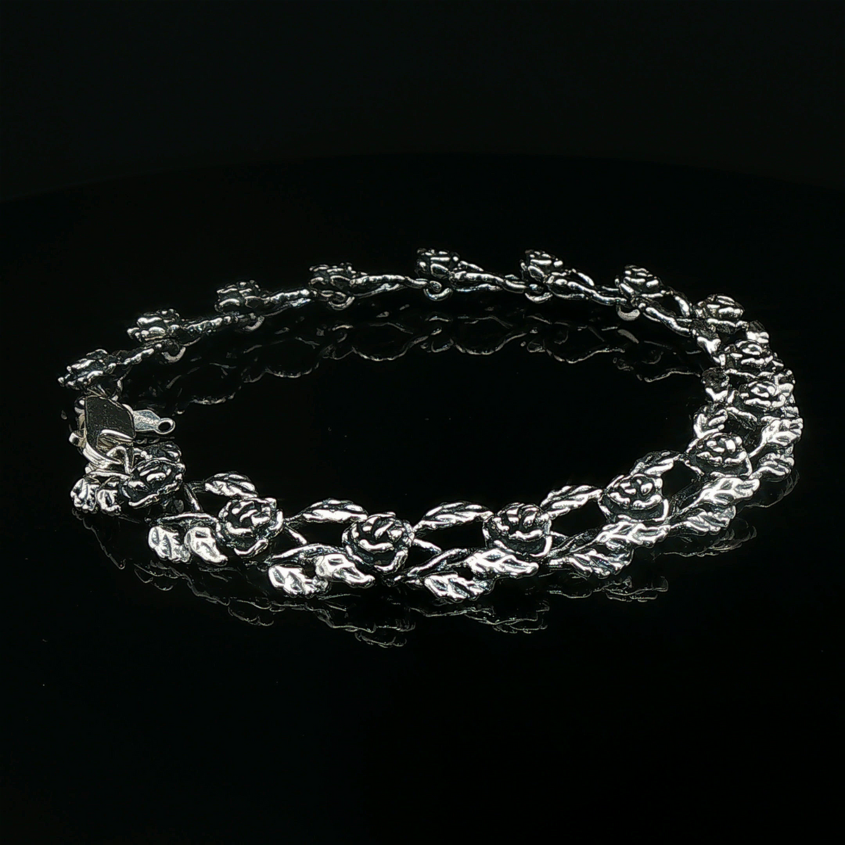 Rose Link Bracelet in Sterling Silver - Le Dragon Argenté