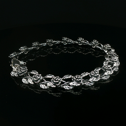 Rose Link Bracelet in Sterling Silver - Le Dragon Argenté