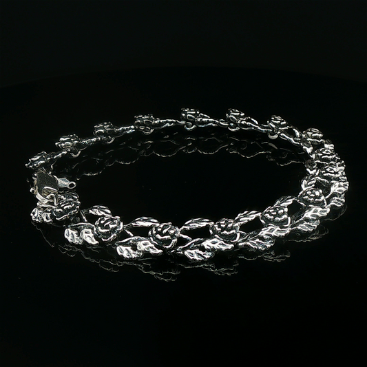Rose Link Bracelet in Sterling Silver - Le Dragon Argenté