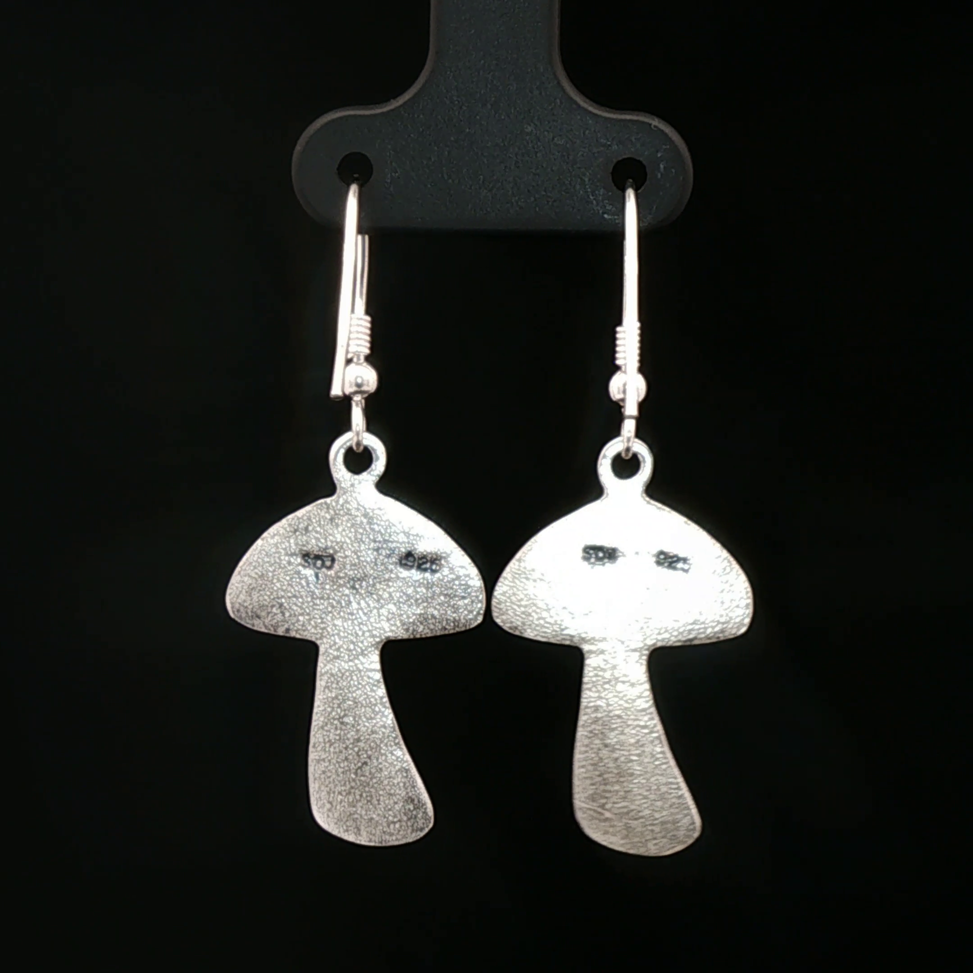 Textured Mushroom Dangle Earrings in Sterling Silver - Le Dragon Argenté