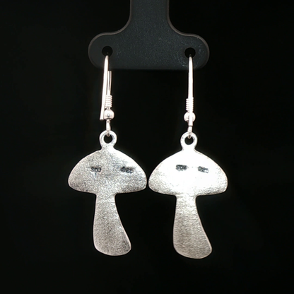 Textured Mushroom Dangle Earrings in Sterling Silver - Le Dragon Argenté