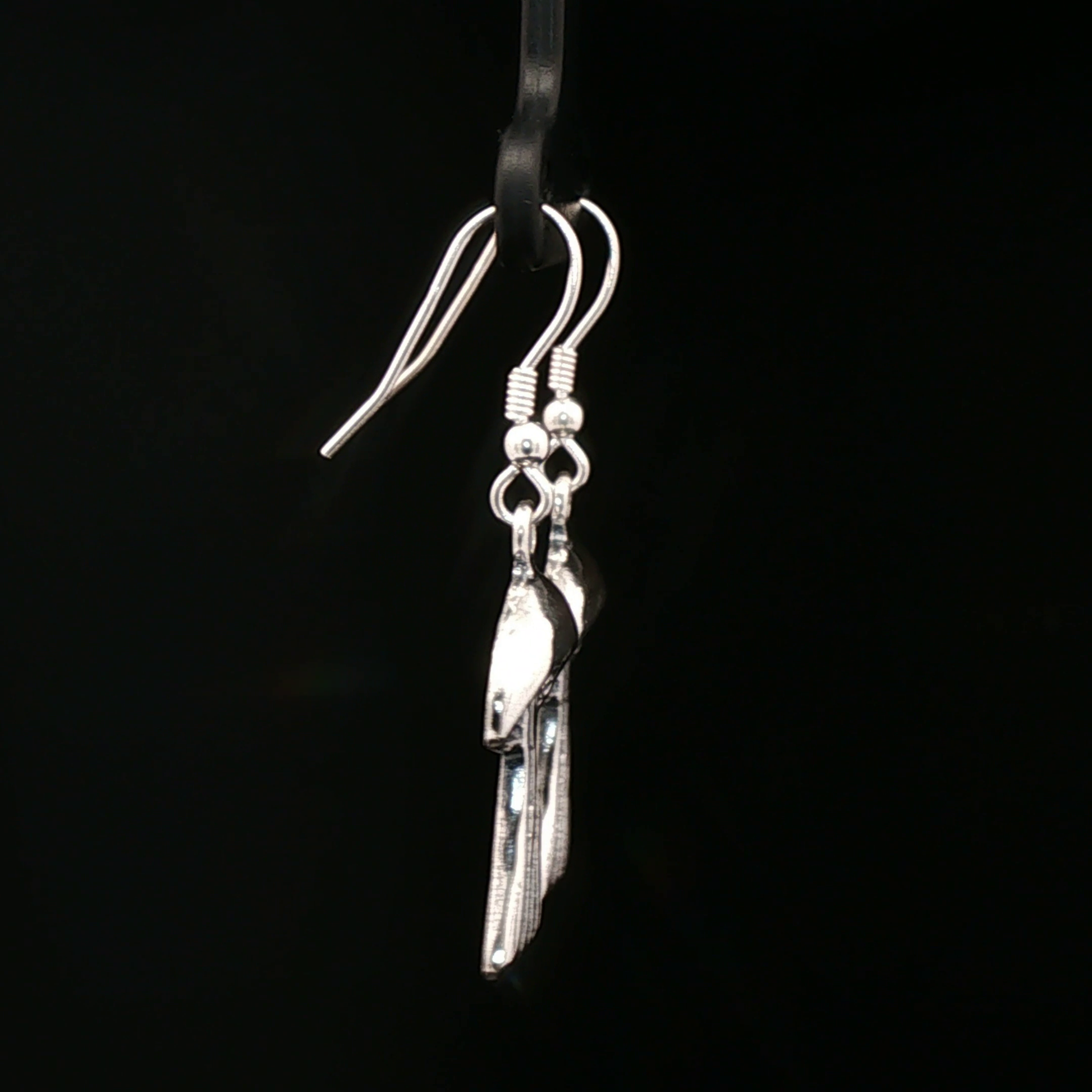 Textured Mushroom Dangle Earrings in Sterling Silver - Le Dragon Argenté
