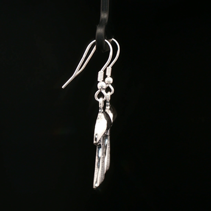 Textured Mushroom Dangle Earrings in Sterling Silver - Le Dragon Argenté