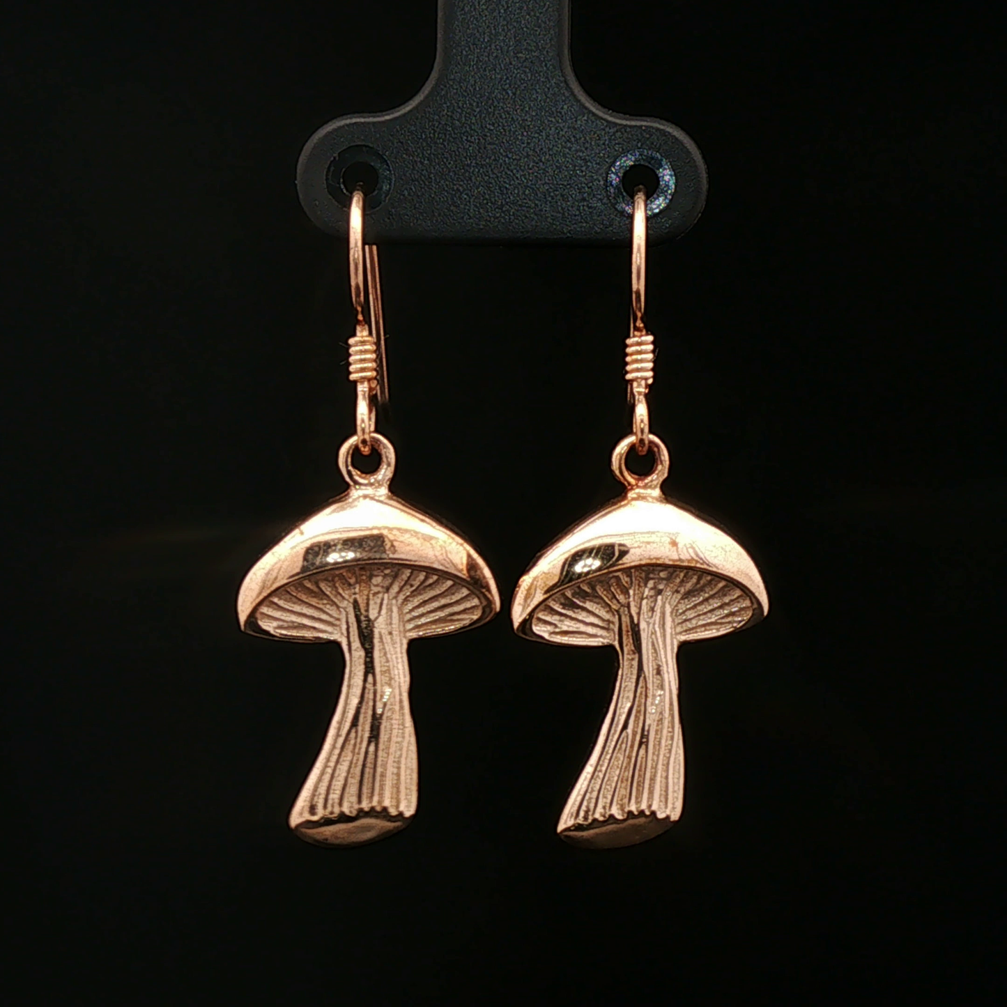 Textured Mushroom Dangle Earrings in Antique Bronze - Le Dragon Argenté