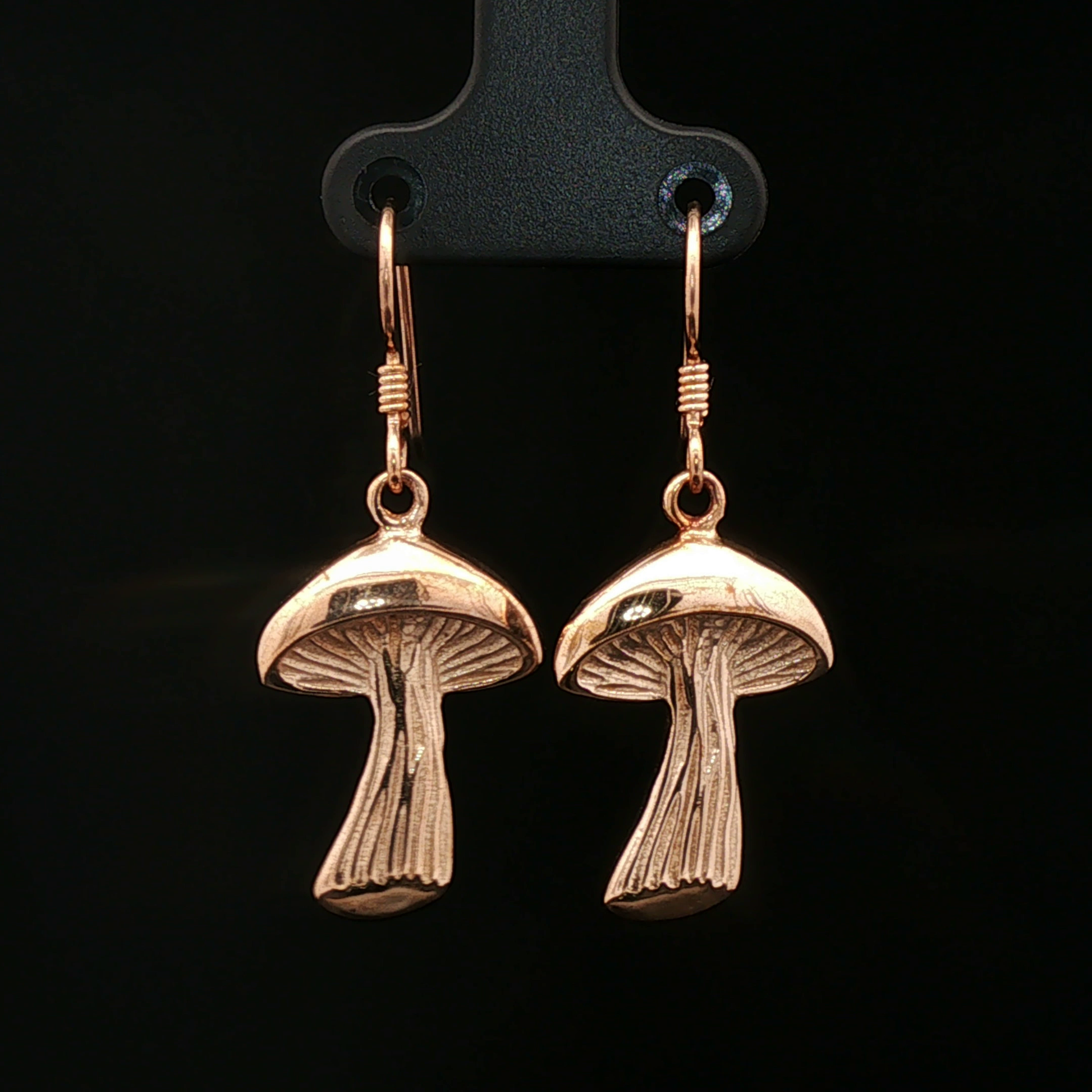 Textured Mushroom Dangle Earrings in Antique Bronze - Le Dragon Argenté