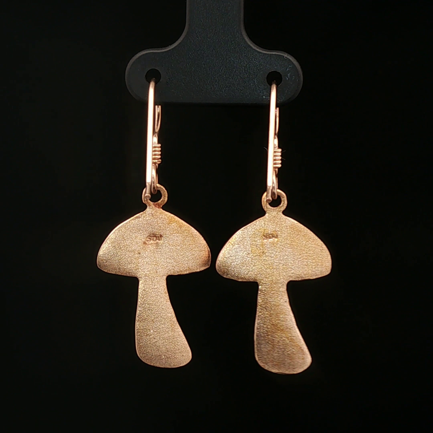 Textured Mushroom Dangle Earrings in Antique Bronze - Le Dragon Argenté