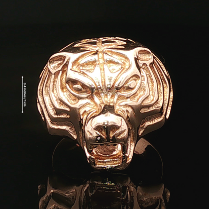 Tiger Head Signet Ring in Antique Bronze - Le Dragon Argenté
