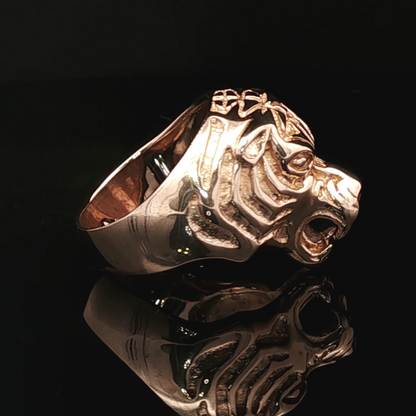 Tiger Head Signet Ring in Antique Bronze - Le Dragon Argenté
