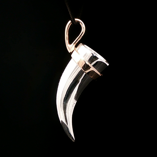 Viking Drinking Horn Pendant In Sterling Silver and Antique Bronze - Le Dragon Argenté