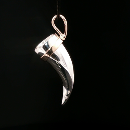 Viking Drinking Horn Pendant In Sterling Silver and Antique Bronze - Le Dragon Argenté