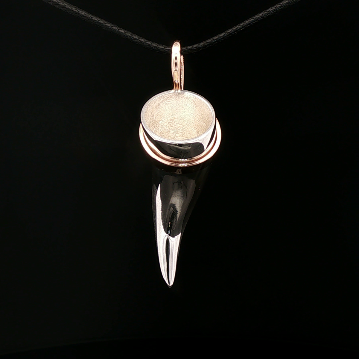 Viking Drinking Horn Pendant In Sterling Silver and Antique Bronze - Le Dragon Argenté