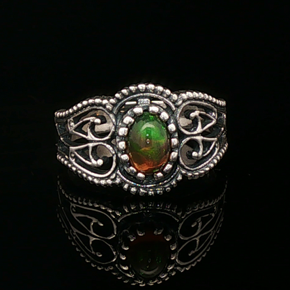 Vintage Style Filigree with Ethiopian Opal in Sterling Silver or Antique Bronze - Le Dragon Argenté