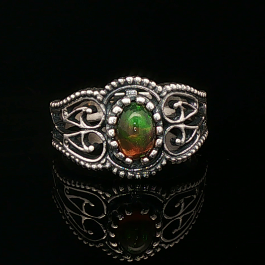 Vintage Style Filigree with Ethiopian Opal in Sterling Silver or Antique Bronze - Le Dragon Argenté