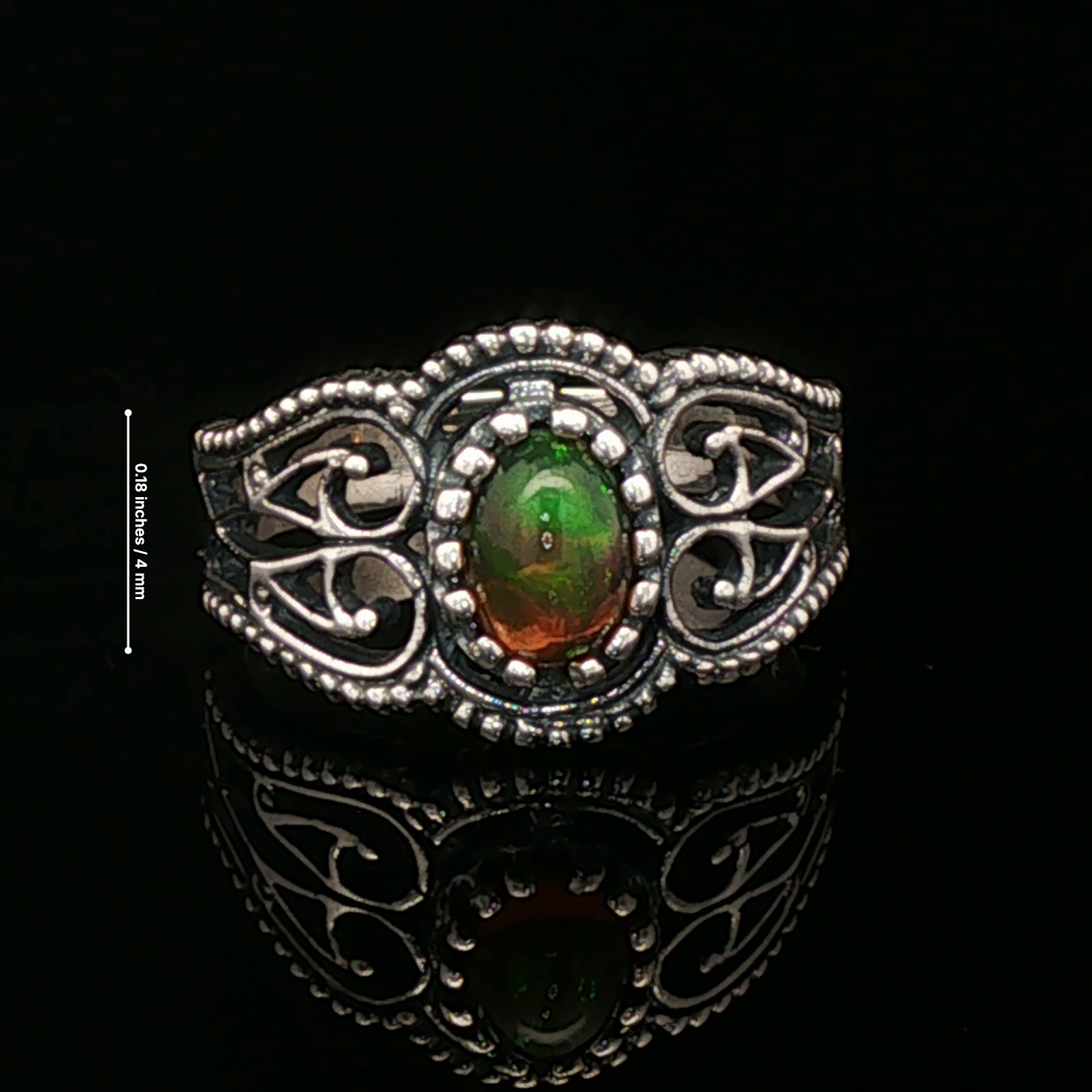 Vintage Style Filigree with Ethiopian Opal in Sterling Silver or Antique Bronze - Le Dragon Argenté