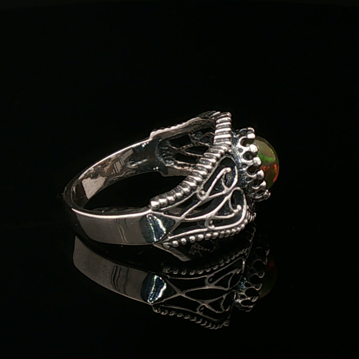 Vintage Style Filigree with Ethiopian Opal in Sterling Silver or Antique Bronze - Le Dragon Argenté