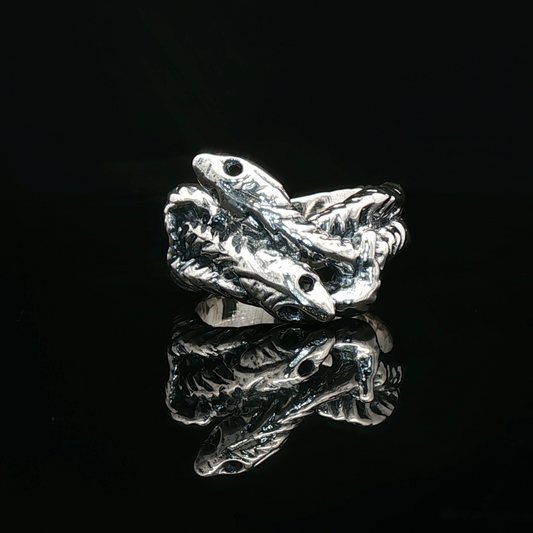 Vintage Style Twin Snakes Ring in Sterling Silver or Antique Bronze - Le Dragon Argenté