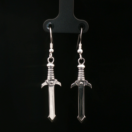 Warrior Clan Dagger Earrings in Sterling Silver by Le Dragon Argenté